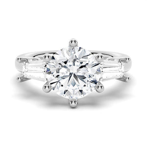 Tapered Baguette Three Stone Engagement Ring Ships within 24 hrs