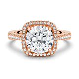 3 CT. Four Prongs Pavé Halo Moissanite Engagement Ring