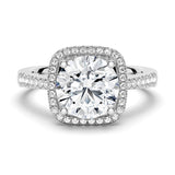 3 CT. Four Prongs Pavé Halo Moissanite Engagement Ring