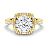 3 CT. Four Prongs Pavé Halo Moissanite Engagement Ring