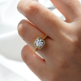 3 CT. Four Prongs Pavé Halo Moissanite Engagement Ring