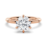 3 CT. Six-Prong Solitaire Moissanite Engagement Ring With Hidden Halo