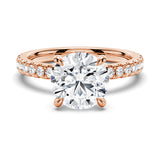 2.5 CT. Pavé Band Round Moissanite Engagement Ring With Hidden Halo