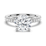 2.5 CT. Pavé Band Round Moissanite Engagement Ring With Hidden Halo