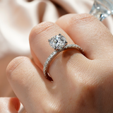 2.5 CT. Pavé Band Round Moissanite Engagement Ring With Hidden Halo